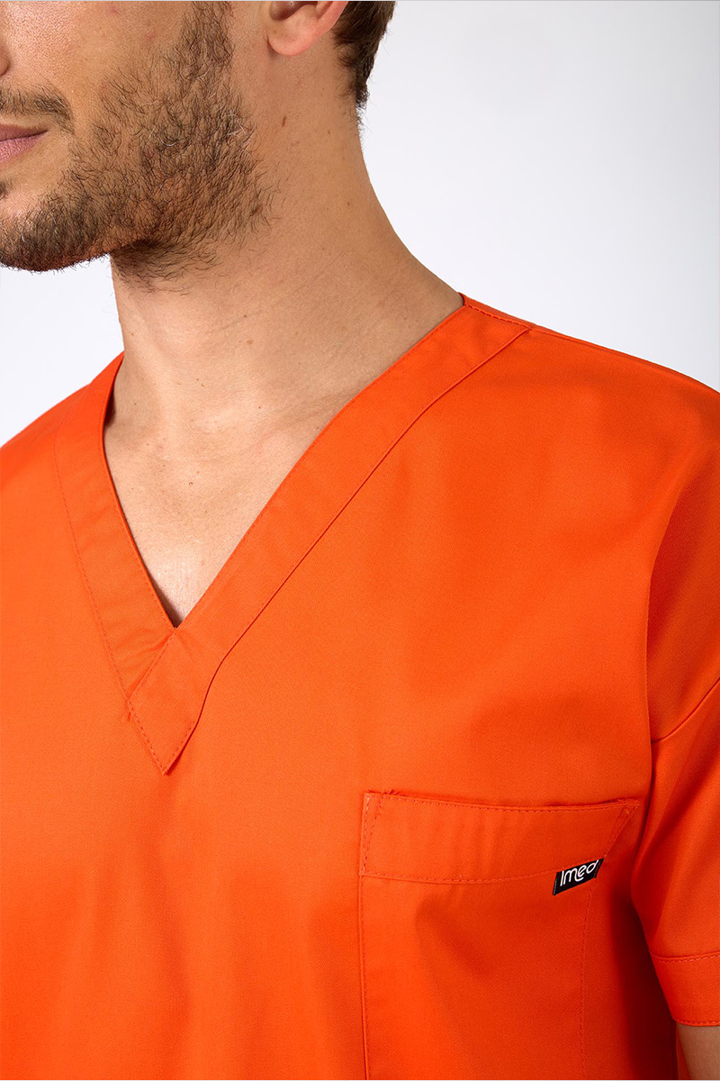 Casacca unisex collo V arancio misto cot./pol. - immagine 3